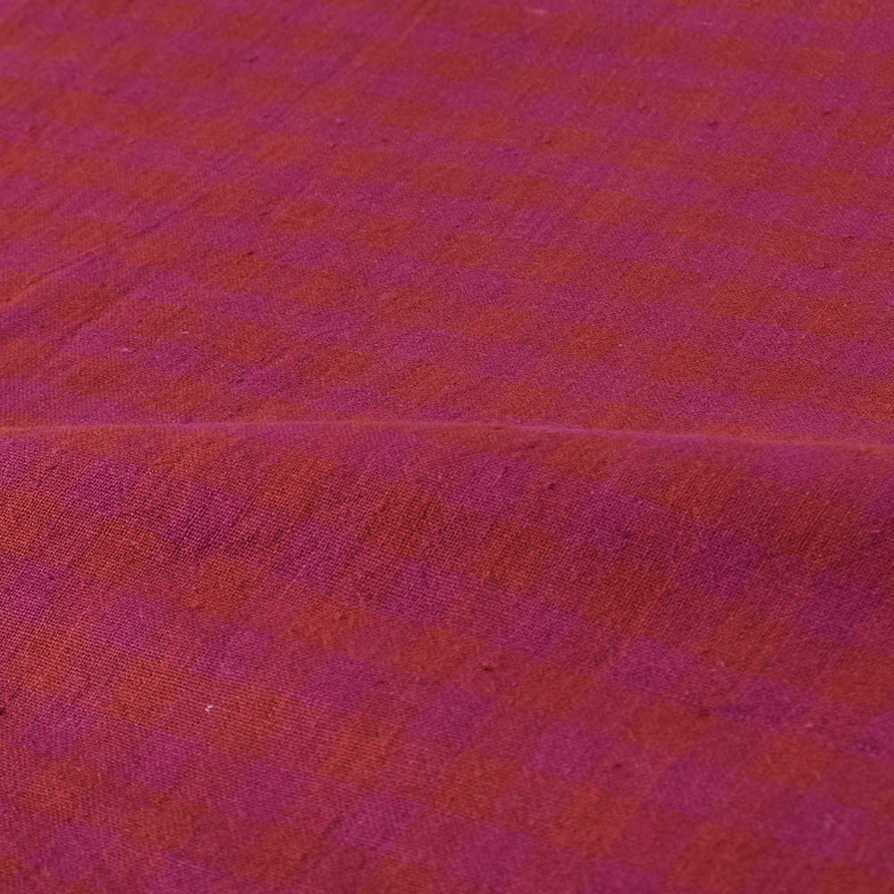 CHECK MAROON PURE KHADI 125 GSM HANDWOVEN FABRIC