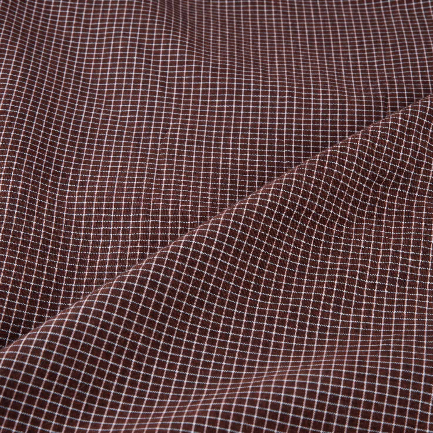 CHECK BROWN PURE COTTON 88 GSM HANDWOVEN FABRIC