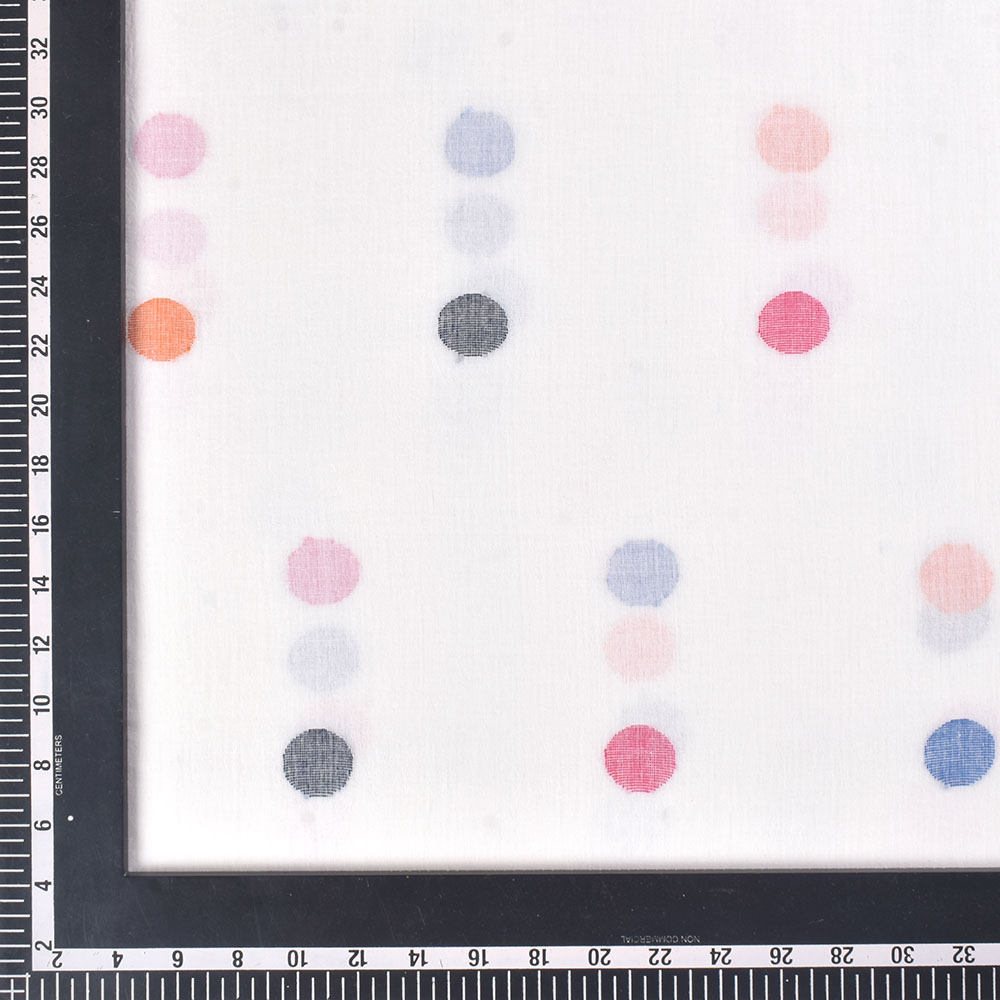 POLKA DOT MULTICOLOR JAMDANI PURE COTTON 54 GSM HANDWOVEN FABRIC