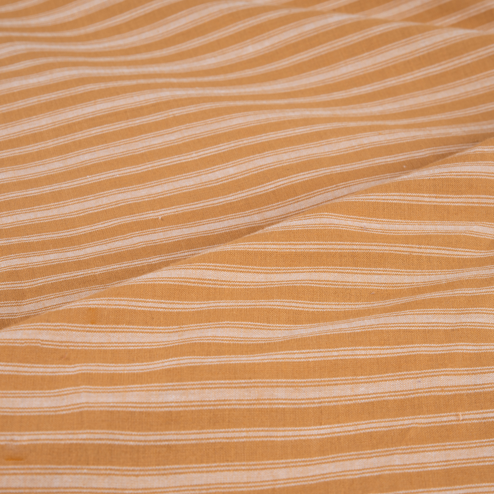 STRIPE MUSTARD YELLOW PURE COTTON 87 GSM HANDWOVEN FABRIC