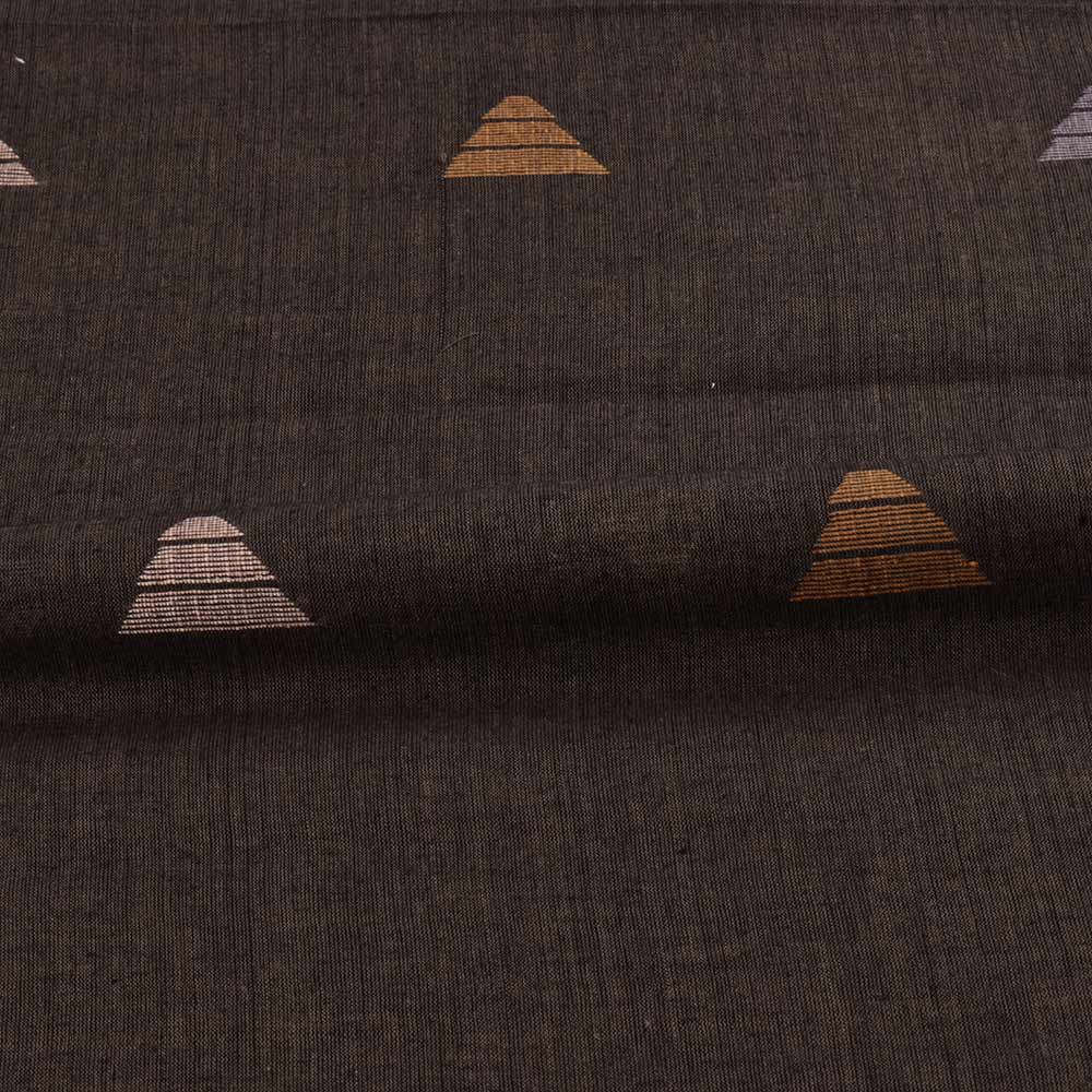 GEOMETRIC BROWN JAMDANI PURE COTTON HANDWOVEN 62 GSM FABRIC