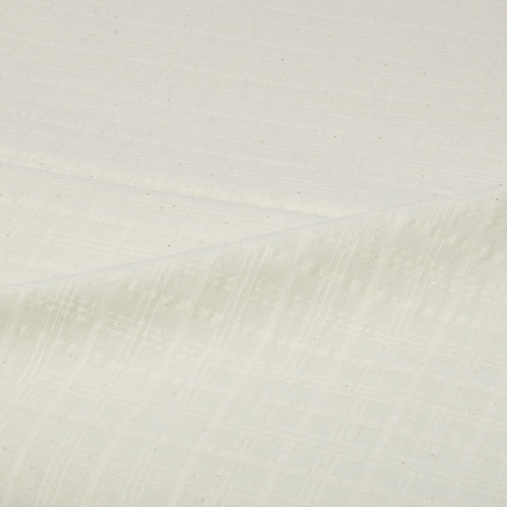 Check White Pure Cotton 90 GSM Fabric - Bleached White & Dyeable