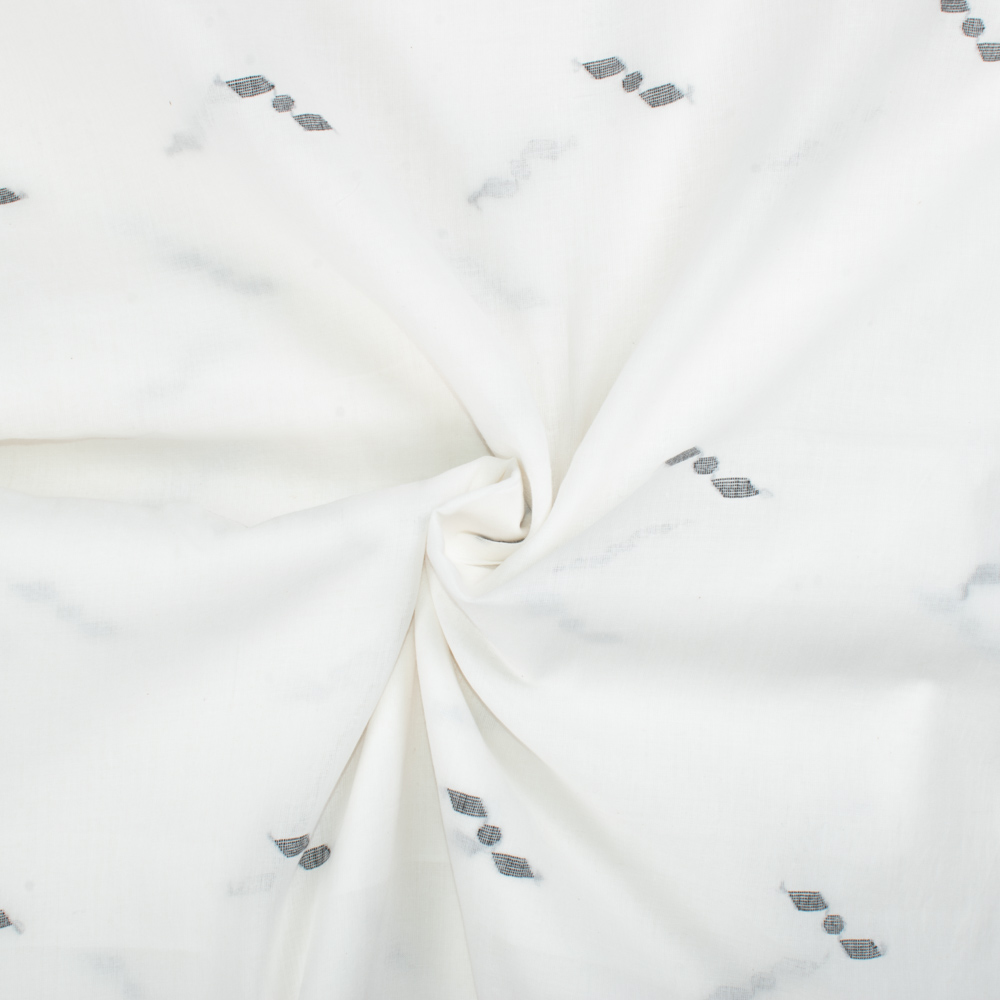 Geometric White Jamdani Pure Cotton 55 GSM Fabric 18