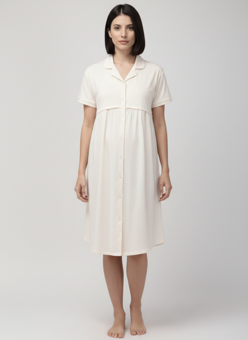 Umpire Line Dress With Lapel Neck