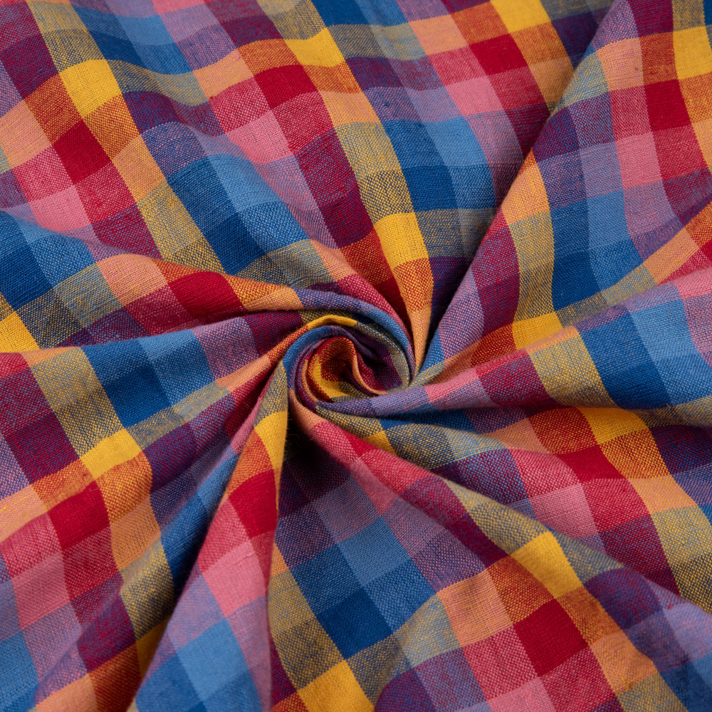 Check Multicolour Pure Cotton 88 GSM Handwoven Fabric