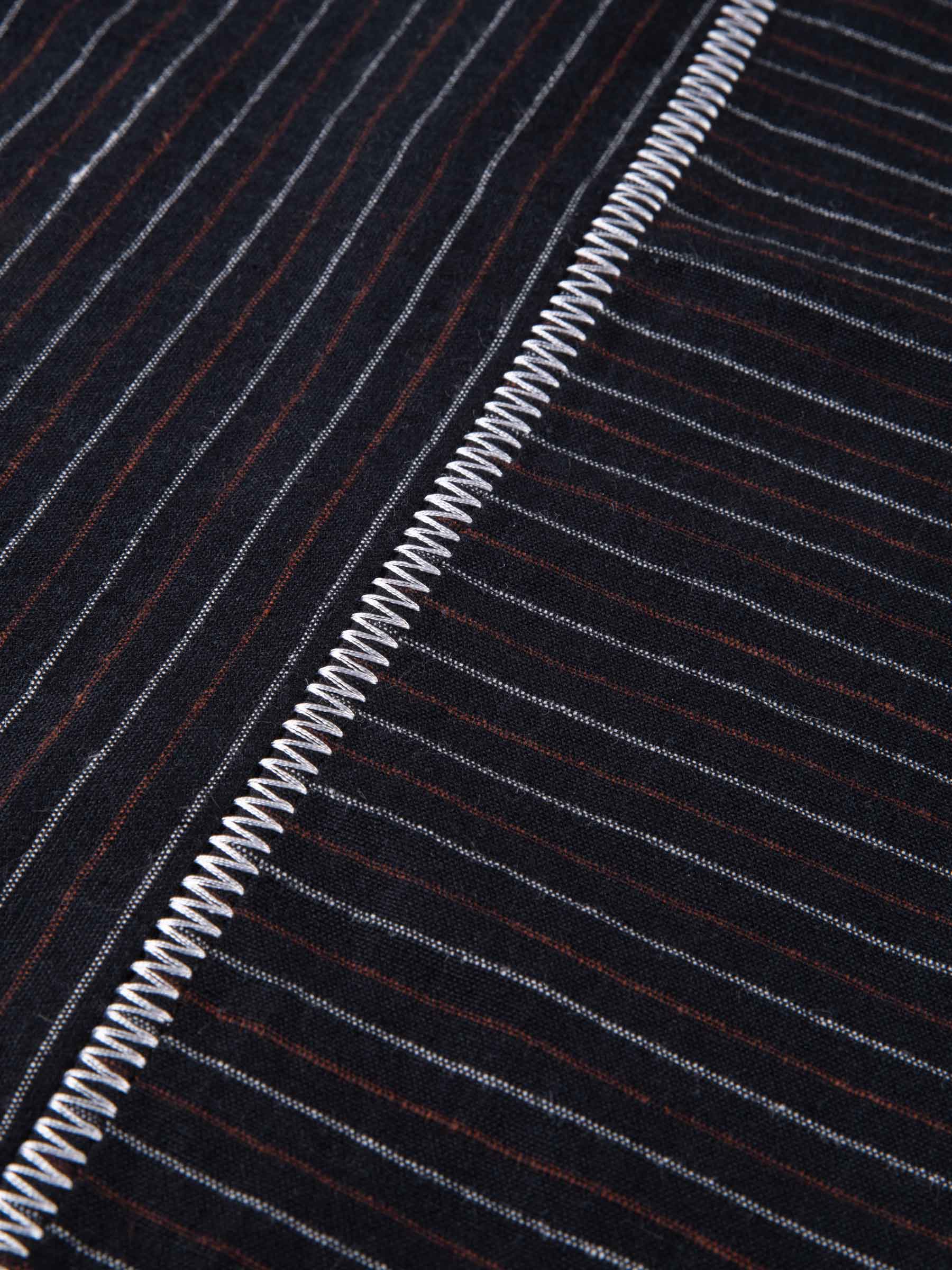 Black Striped & Embroidered Handwoven Cotton Placemat