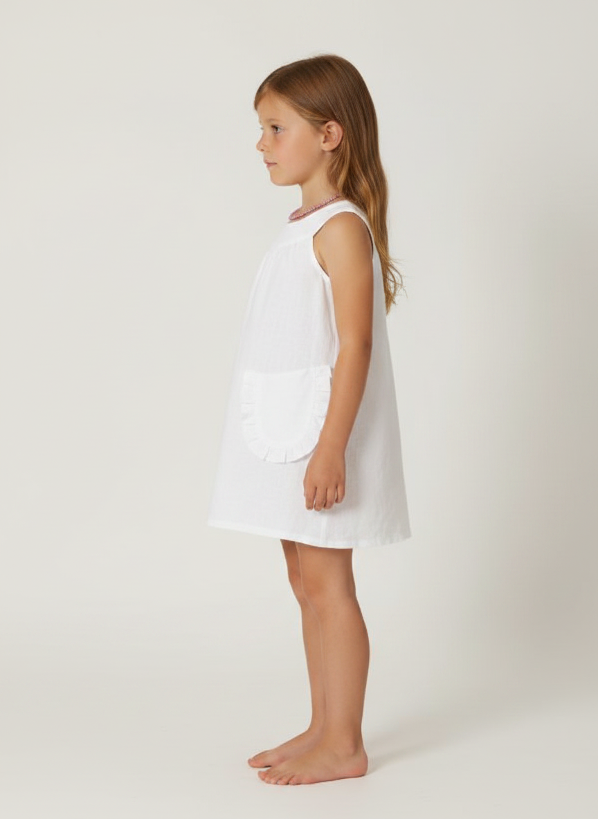 Ruffle Pockets Kids Dress