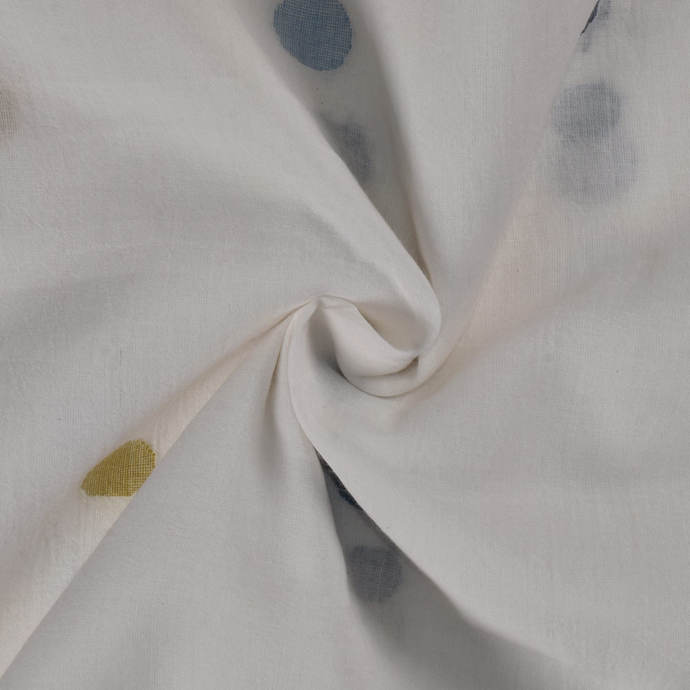 Polka Dot White Jamdani Pure Cotton 58 GSM Handwoven Fabric