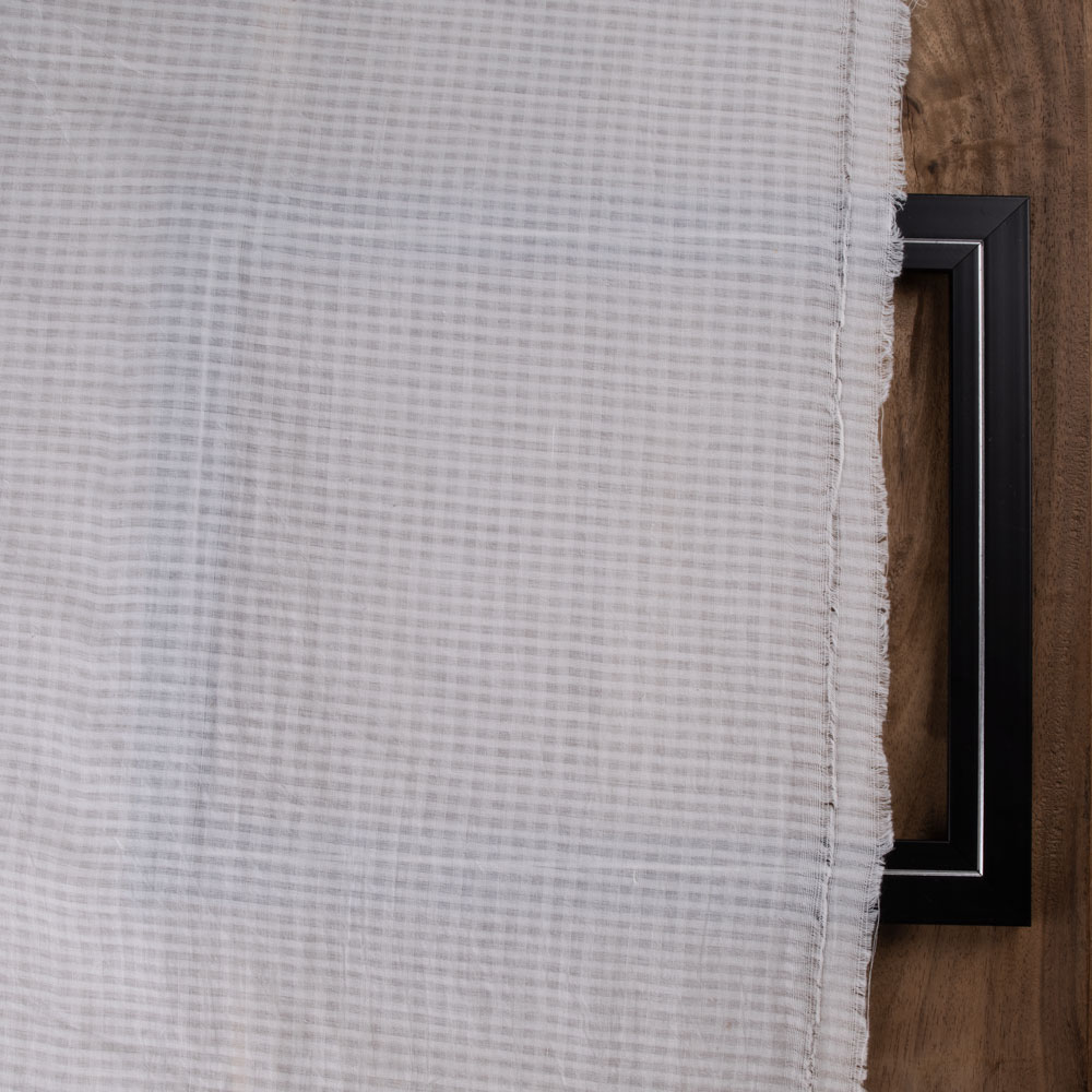 WHITE CHECK COTTON ORGANDY 70 GSM HANDWOVEN FABRIC | BLEACHED WHITE & DYEABLE 03