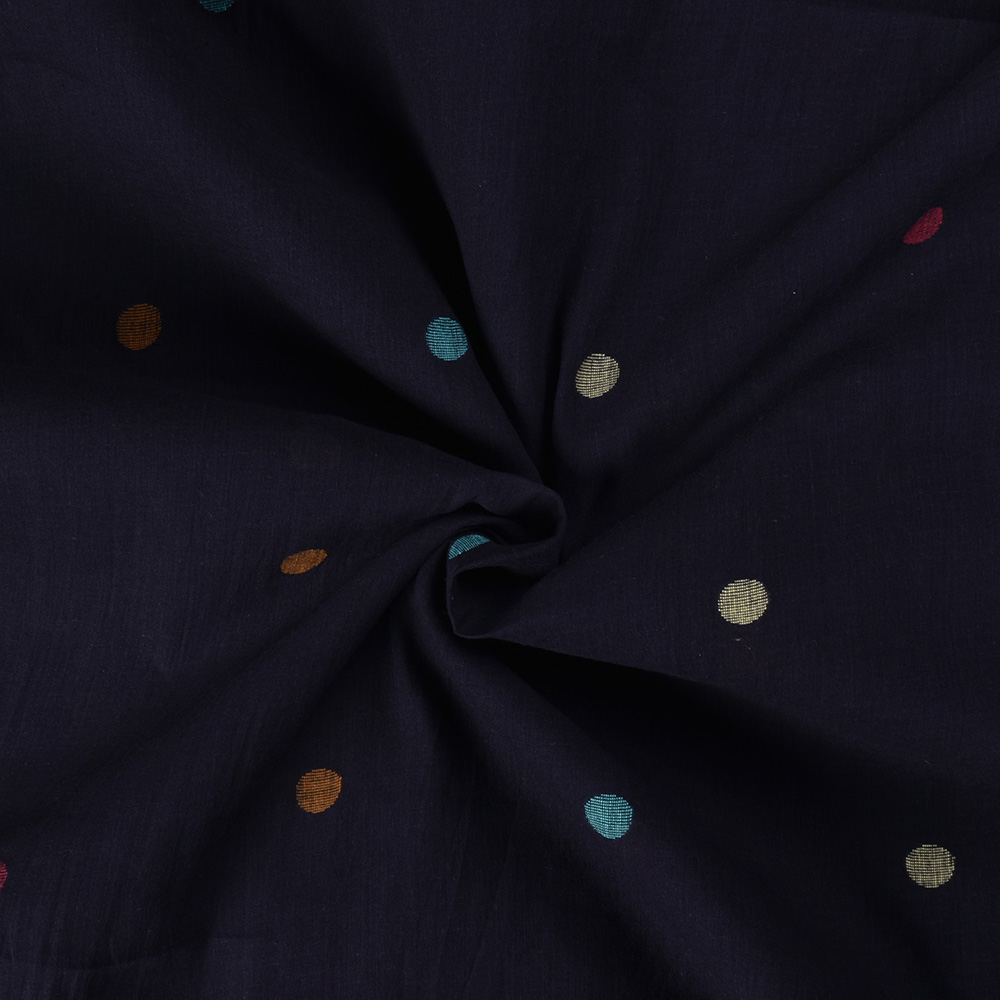 Black Geometric Jamdani Pure Cotton 53 GSM Handwoven Fabric