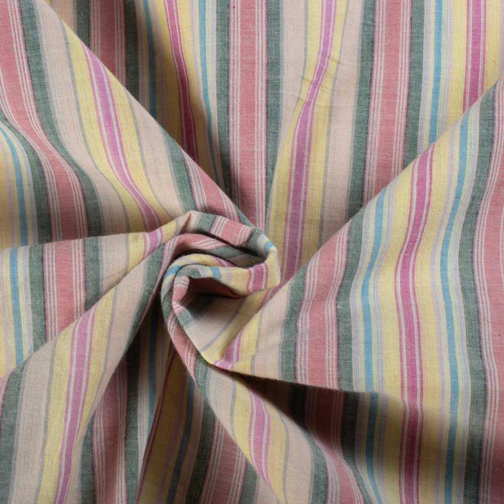 Multicolor Stripe Pure Cotton 60 GSM Handwoven Fabric 438