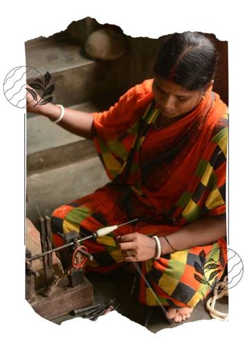 Women Spinning Khadi fabric yarn
