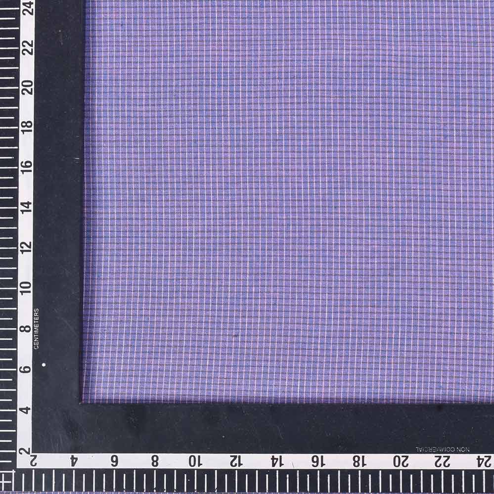 CHECK PURPLE & WHITE PURE COTTON 94 GSM HANDWOVEN FABRIC