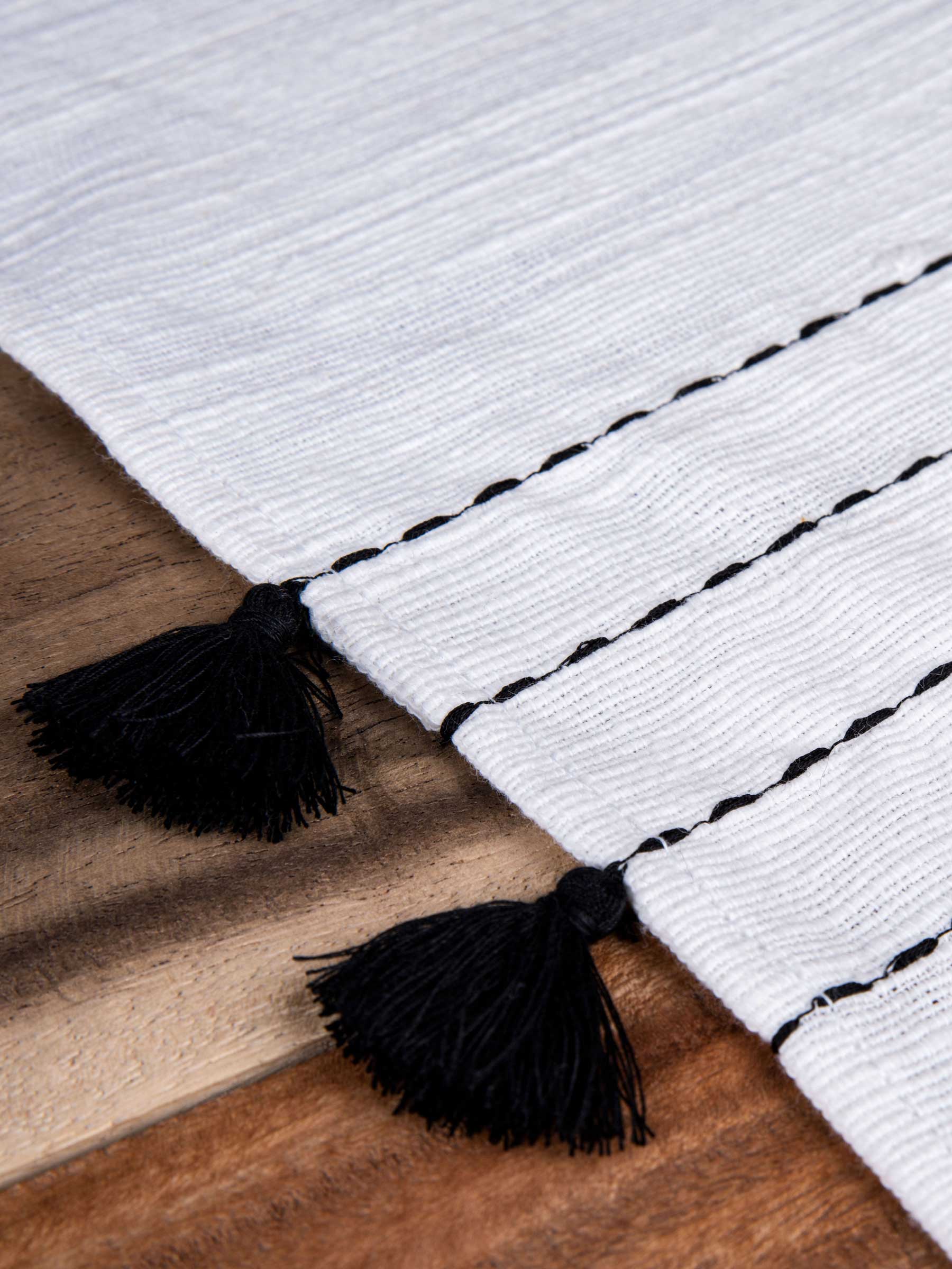 Plain White Natural Organic Khadi Cotton Table Runner