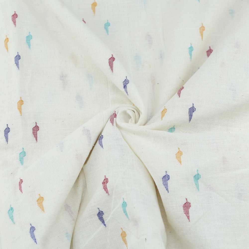 Geometric Cream Jamdani Pure Khadi 110 GSM Fabric