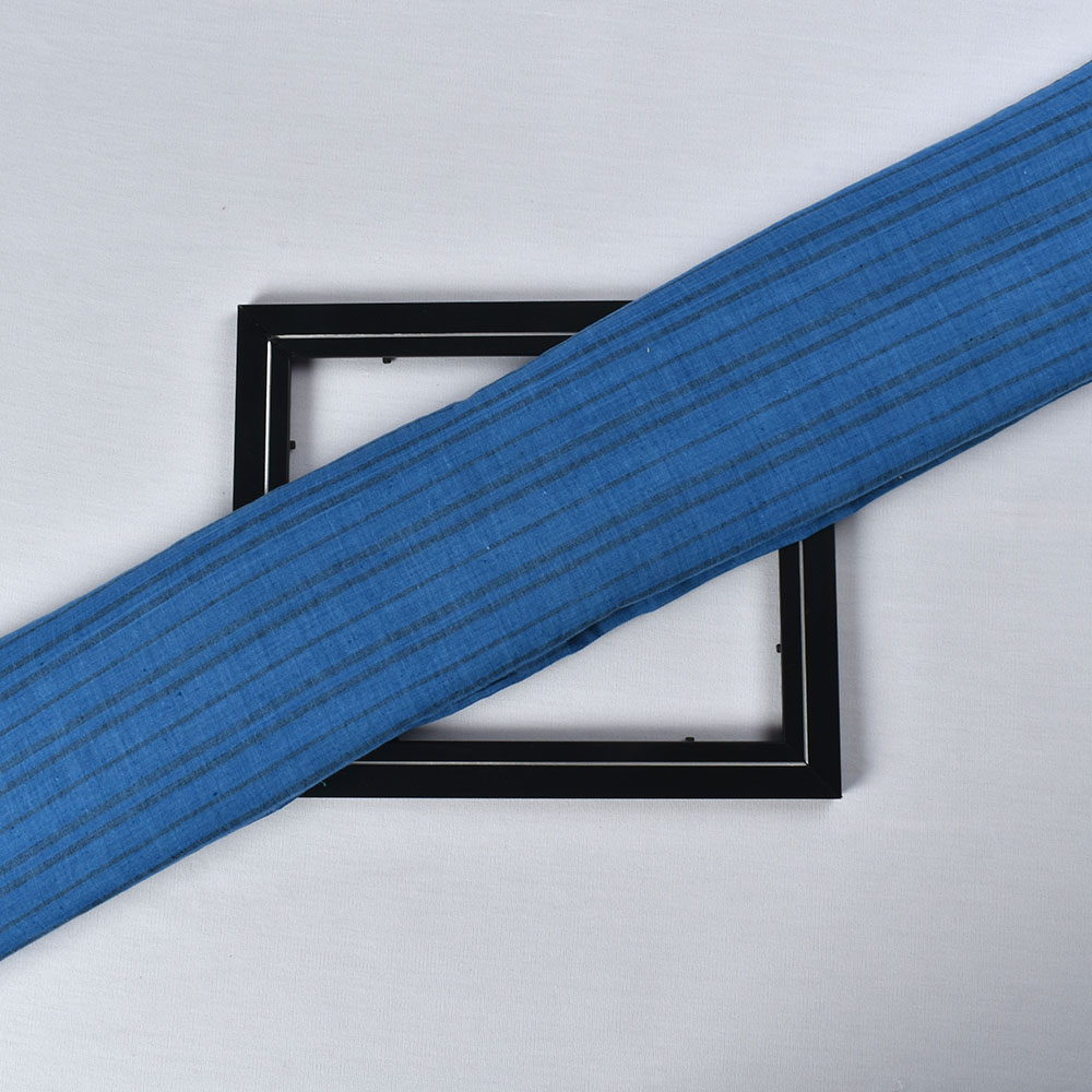 Stripe Blue Black Khadi Cotton 65 GSM Handwoven Fabric
