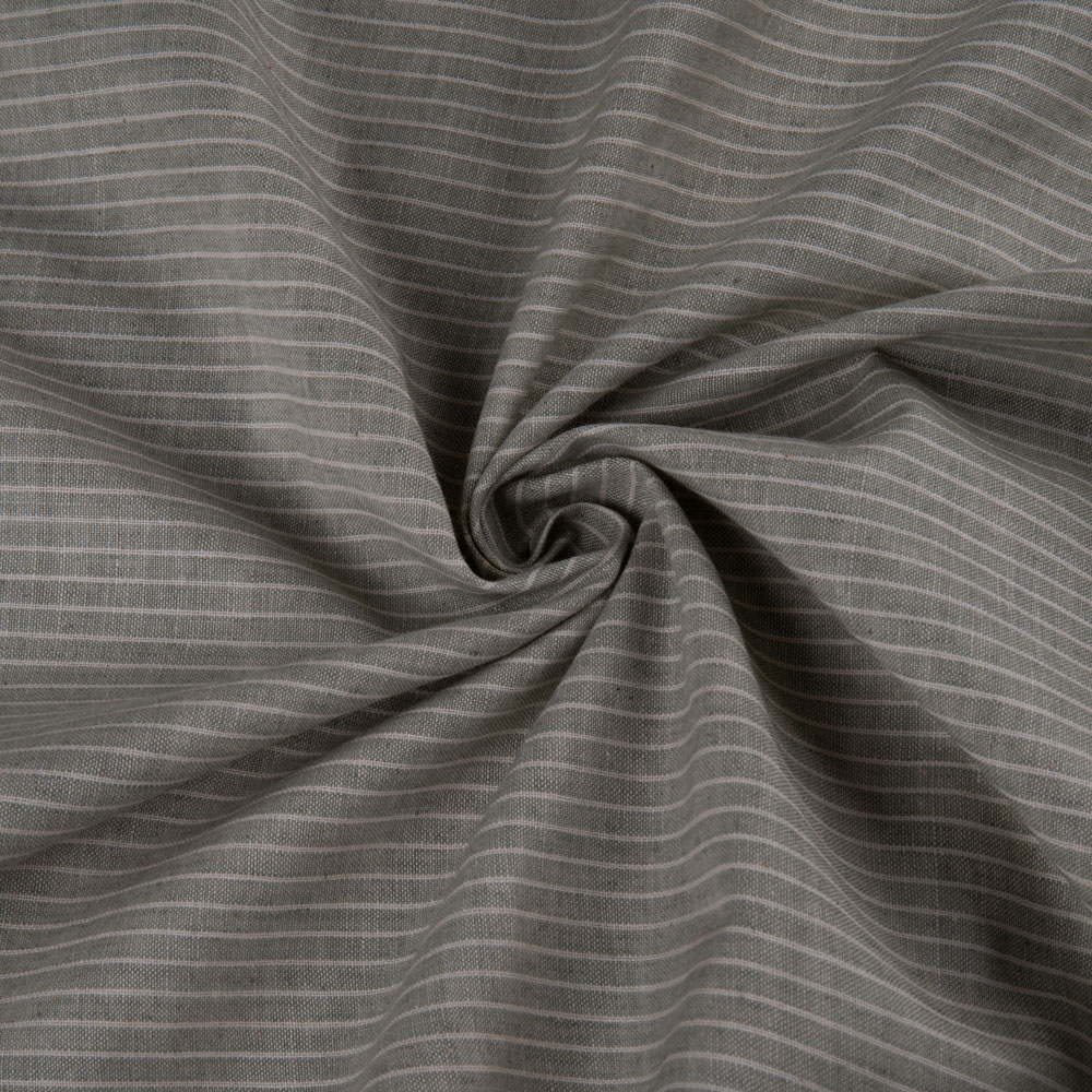 Pinstripe Grey & White Pure Cotton 90 GSM Handwoven Fabric