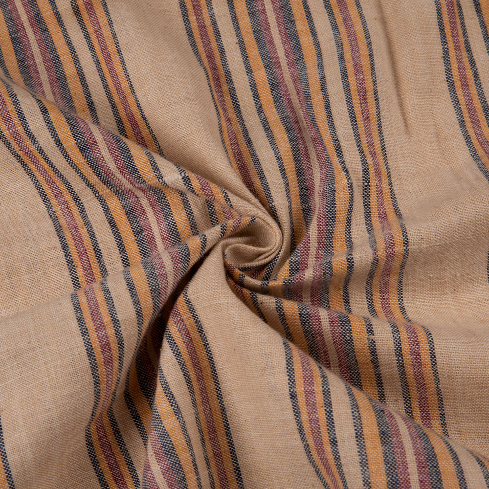 Stripe Beige Pure Khadi 125 GSM Handspun & Handwoven Fabric