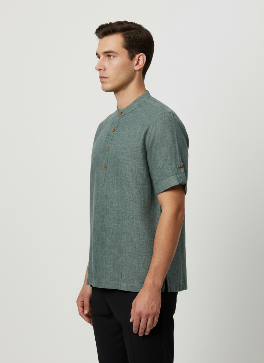 Mandarin Collar Casual Shirt