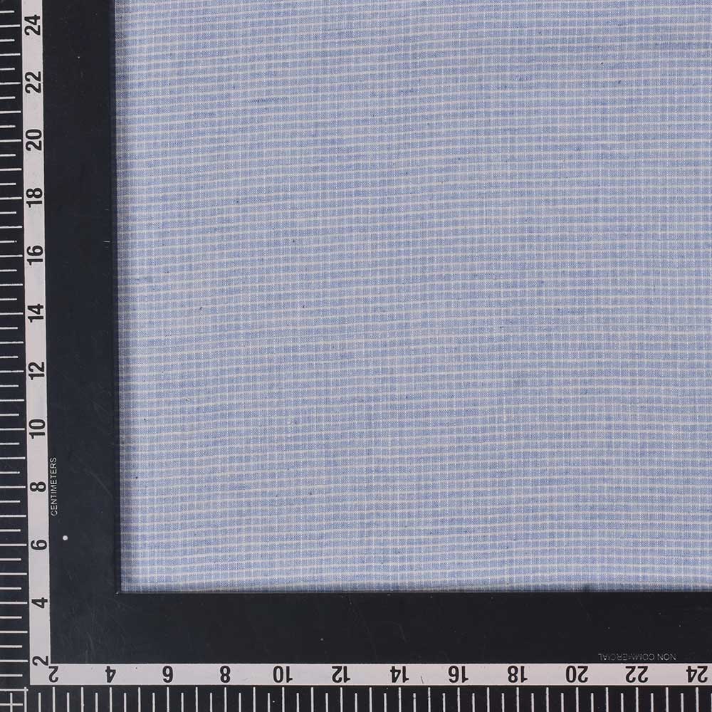 CHECK SKY BLUE PURE COTTON 93 GSM HANDWOVEN FABRIC