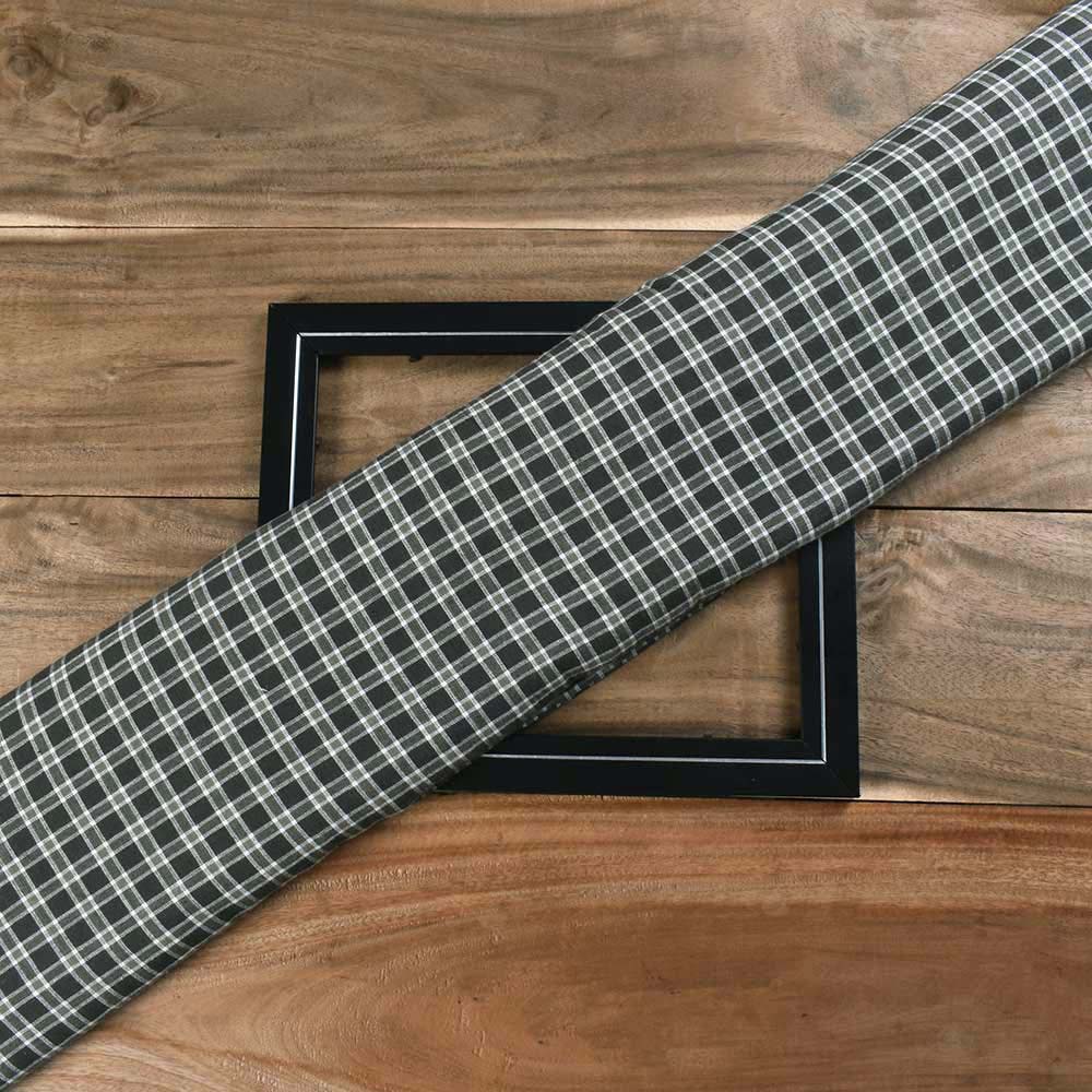 CHECK BLACK & GREY PURE COTTON 111 GSM HANDWOVEN FABRIC
