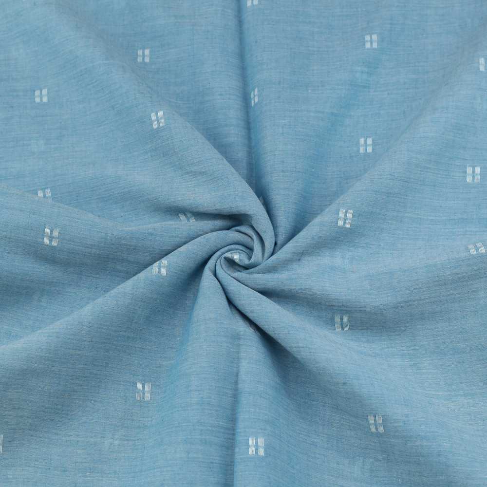 Geometric Light Blue Jamdani Pure Cotton 55 GSM Fabric 101