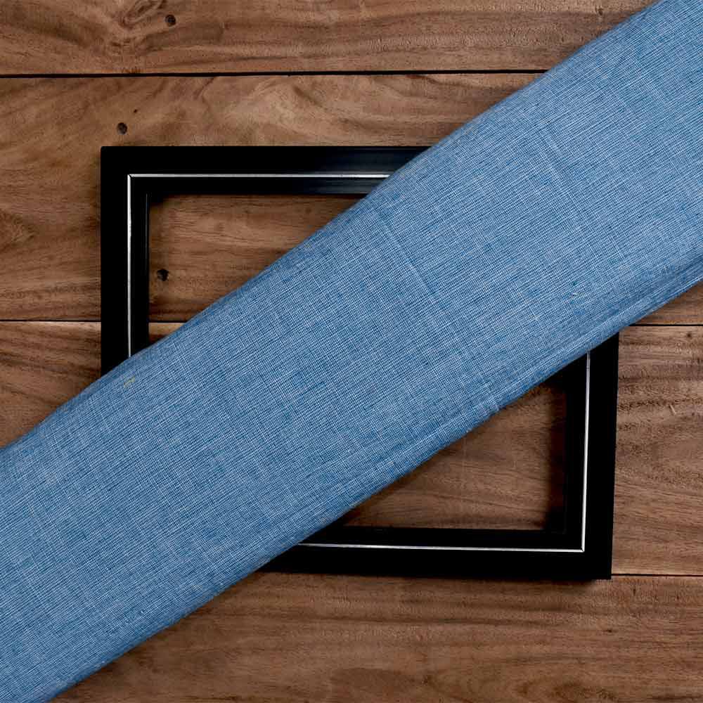 Chambray Blue Pure Cotton 110 GSM Handwoven Fabric