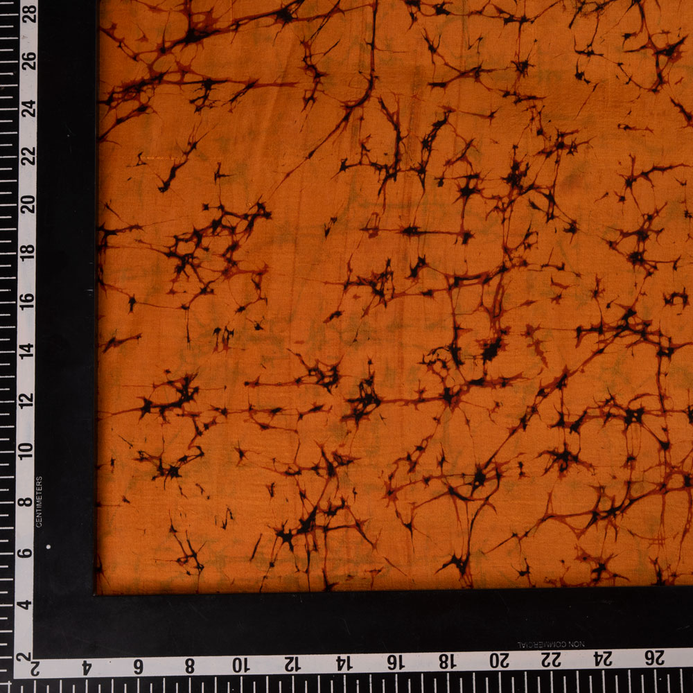 ABSTRACT ORANGE BROWN BATIK MULBERRY SILK 40 GSM FABRIC