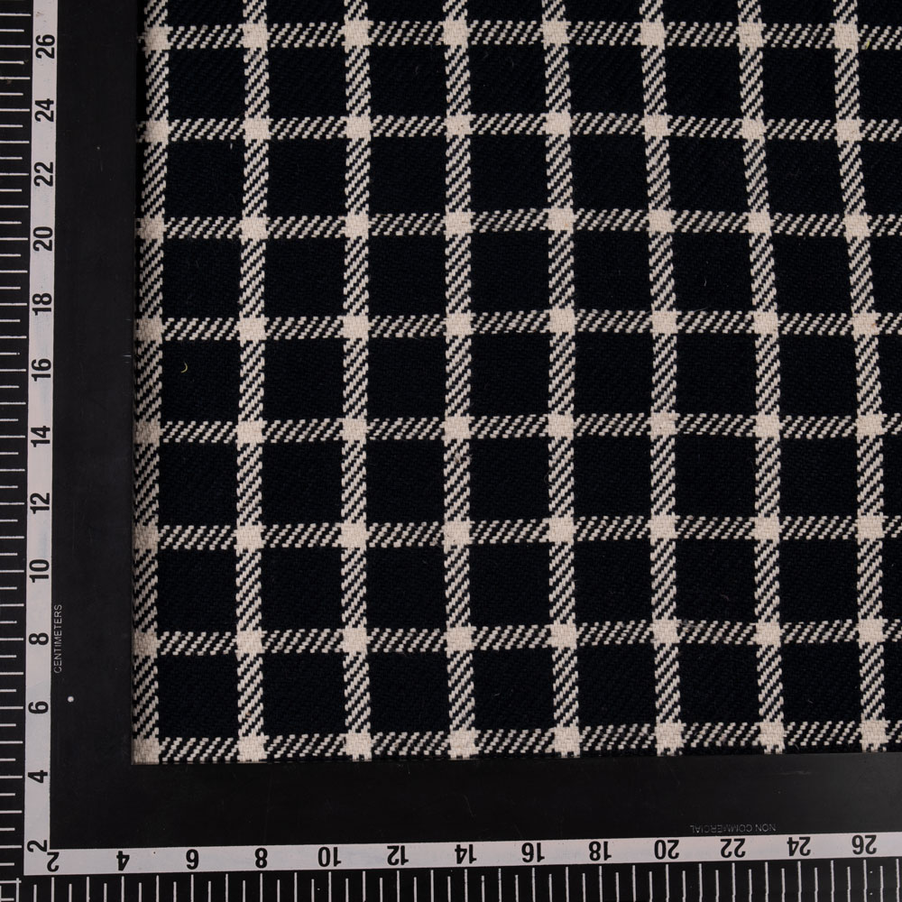 CHECK TWILL BLACK & WHITE HANDSPUN PURE KHADI 290 GSM FABRIC