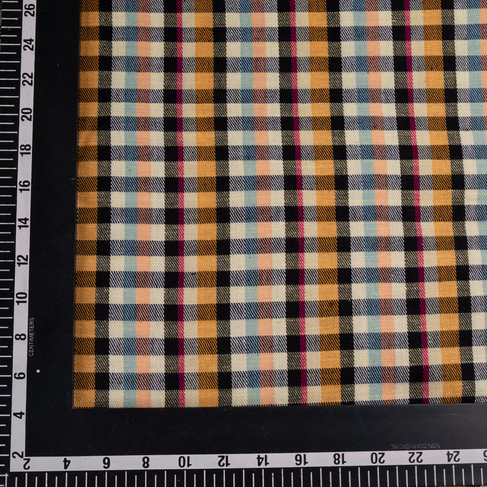 CHECK TWILL MULTI COLOR COTTON KHADI 115 GSM HANDWOVEN FABRIC