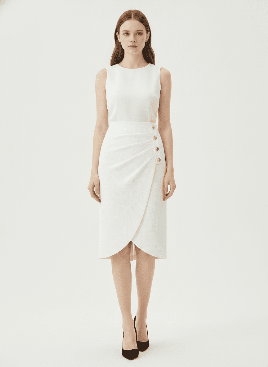 Knee Length Overlap Skirt