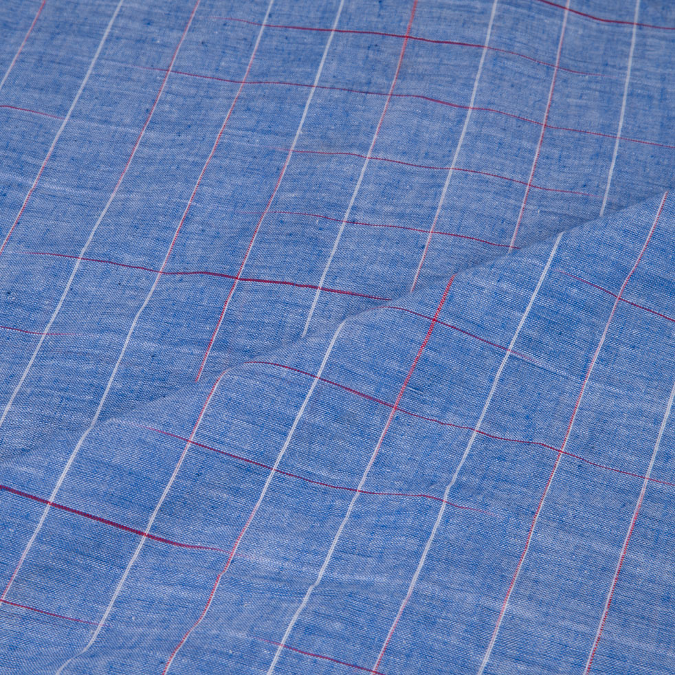 Pure cotton fabric with tie-dye in a check pattern