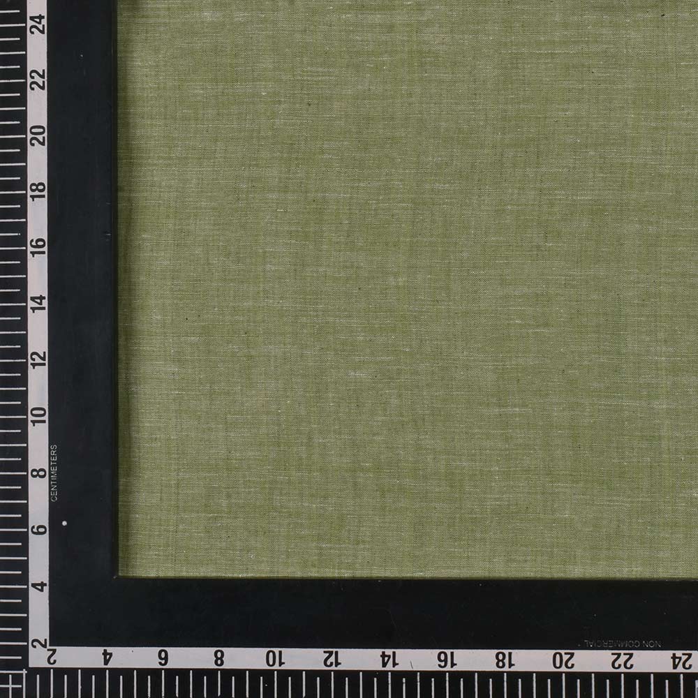 CHAMBRAY GREEN KHADI COTTON 75 GSM HANDWOVEN FABRIC H39