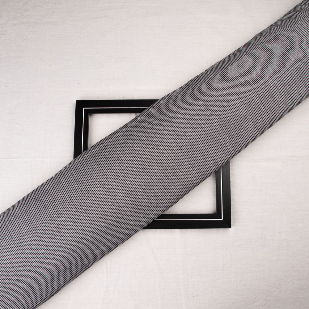 Pinstripe Black Pure Cotton 79 GSM Handwoven Fabric