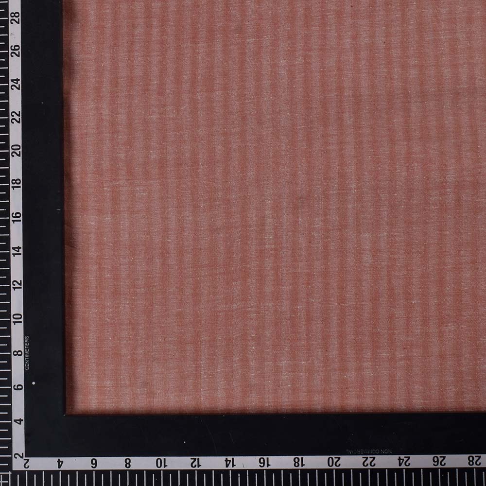 STRIPE BROWN KHADI COTTON 100 GSM HANDWOVEN FABRIC