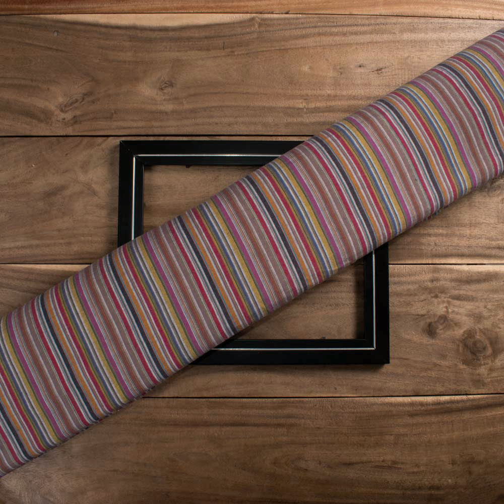 STRIPE MULTICOLOUR PURE COTTON 94 GSM HANDWOVEN FABRIC 133