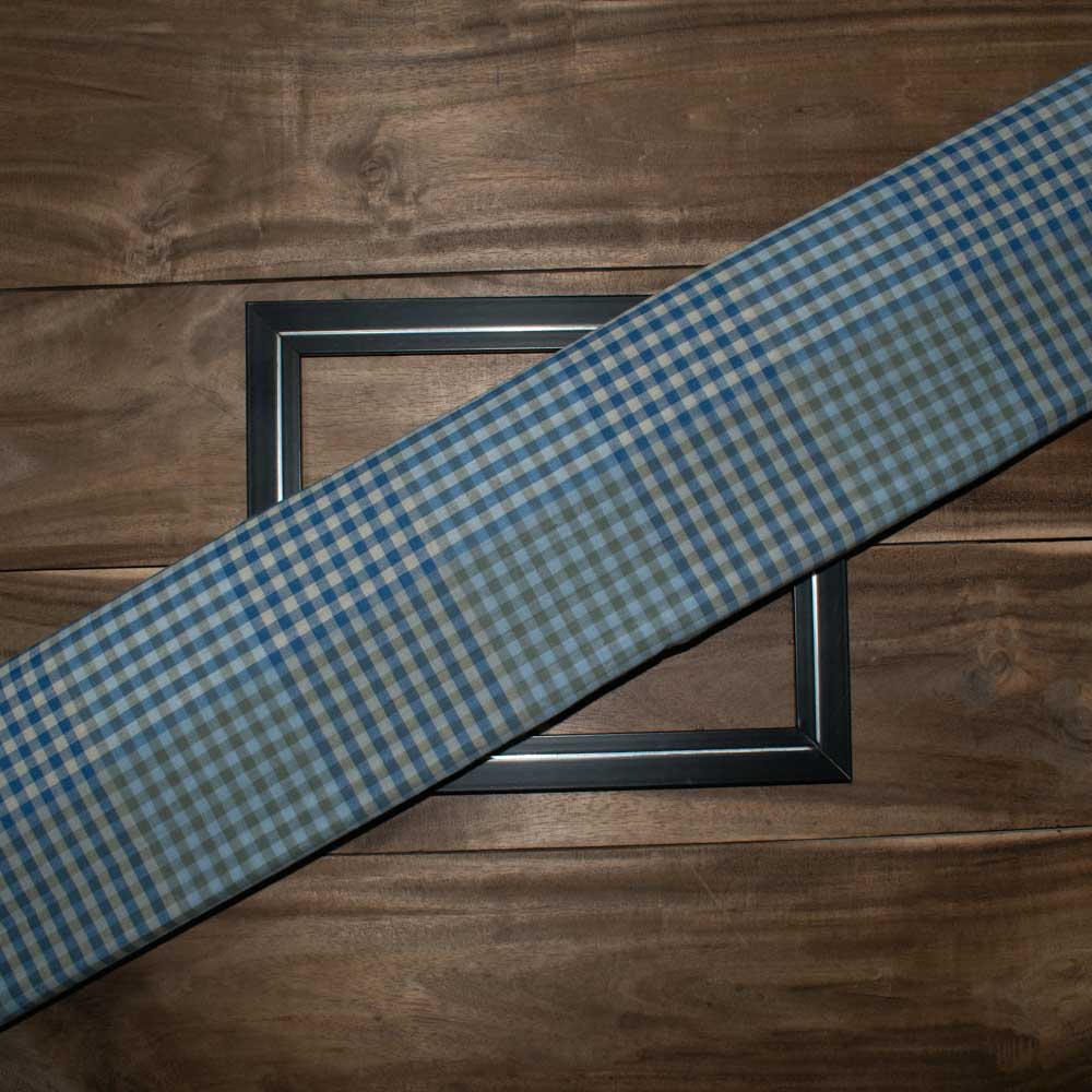 Check Blue Teal Pure Cotton 60 GSM Handwoven Fabric