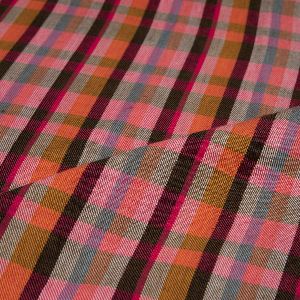 CHECK TWILL MULTI COLOUR PURE COTTON 105 GSM HANDWOVEN FABRIC