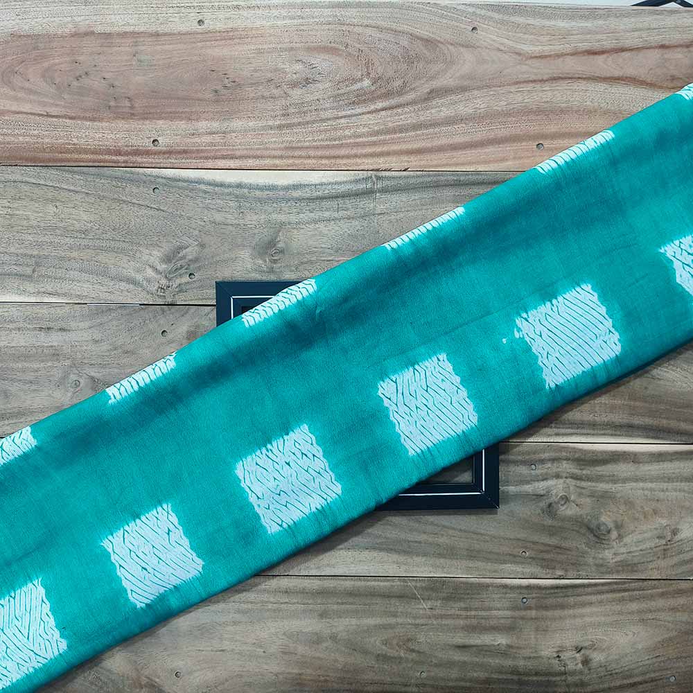 Abstract Green Shibori 90 GSM Mercerised Cotton Fabric