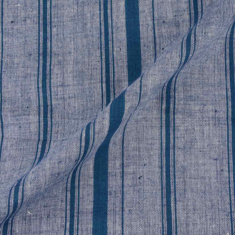STRIPE GREY & TEAL KHADI FABRIC - 128 GSM HANDSPUN & HANDWOVEN