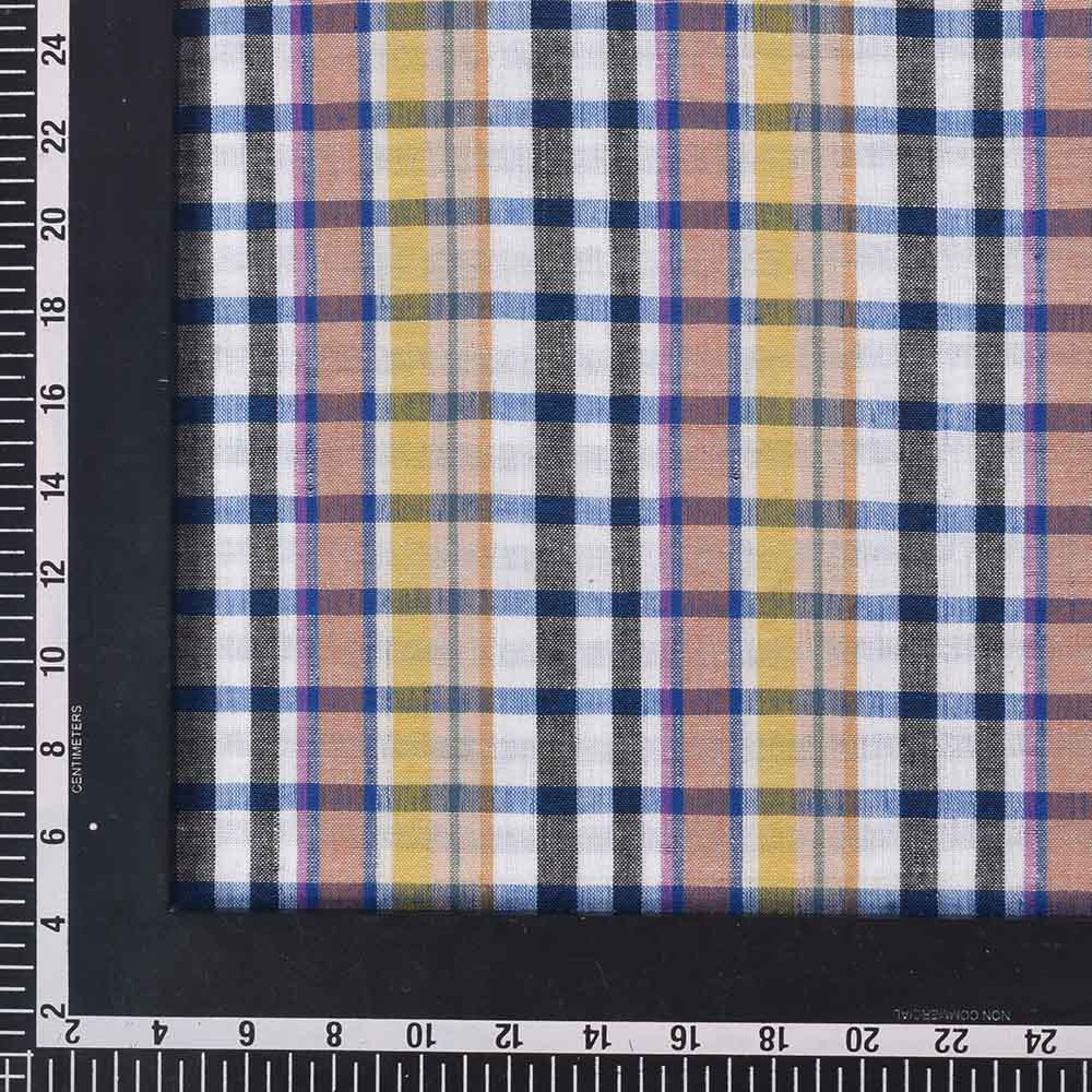 Check multicolour pure cottonhandwoven  90 GSM  fabric