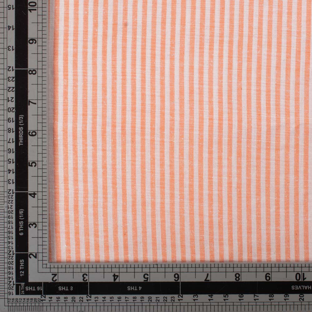 Stripe Light Orange Matka Silk & Cotton Blend 105 GSM Handwoven Fabric