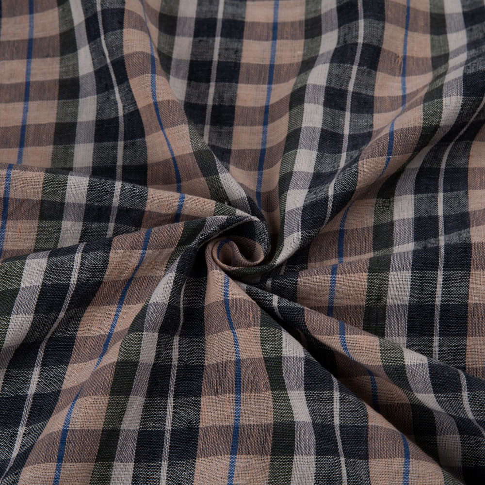Check Brown & Black Pure Cotton 92 GSM Handwoven Fabric 287
