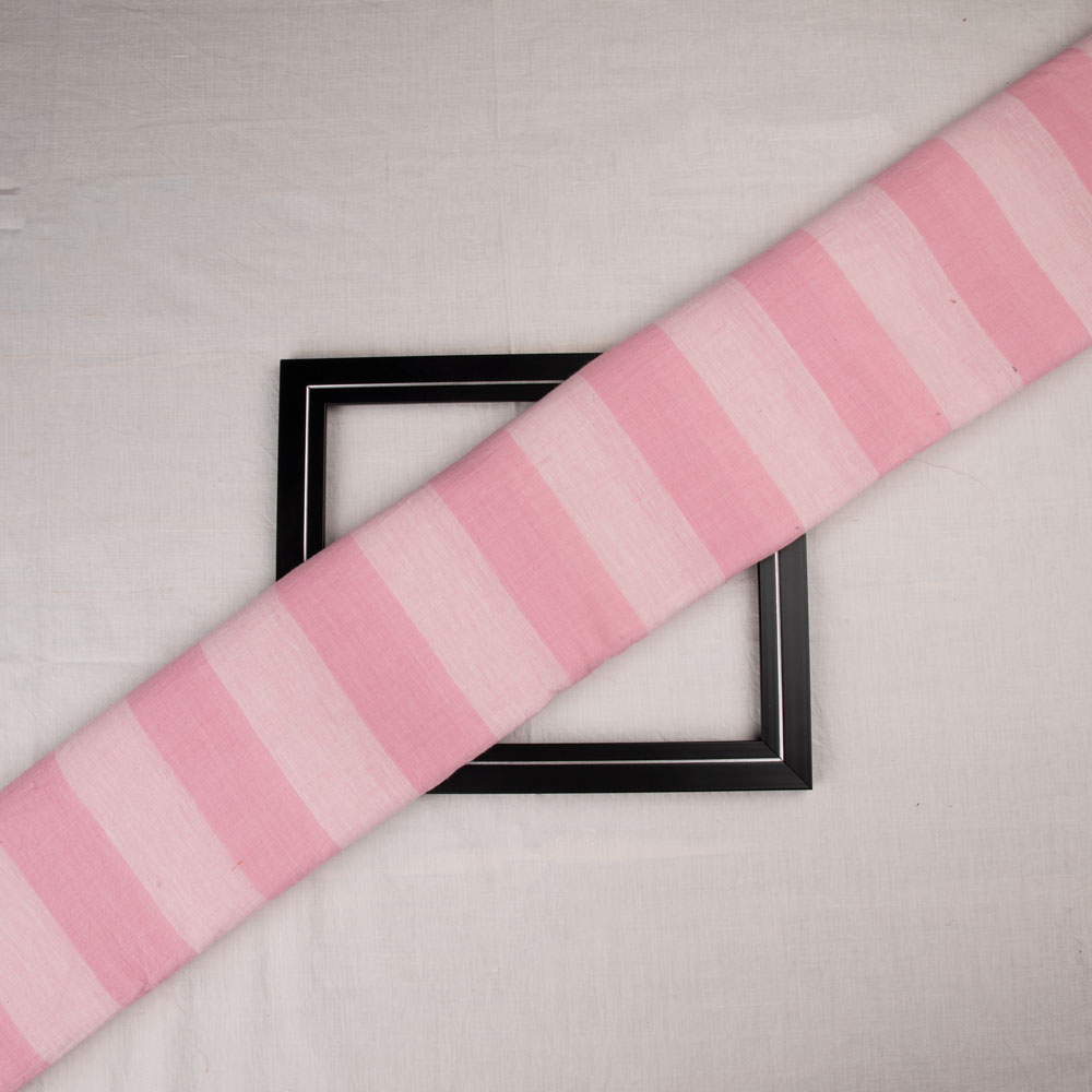 Stripe Pink Pure Cotton 72 GSM Handwoven Fabric