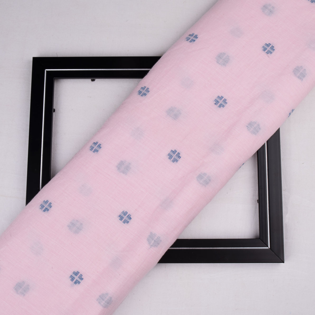 Geometric Light Pink Jamdani Pure Cotton 55 GSM Fabric