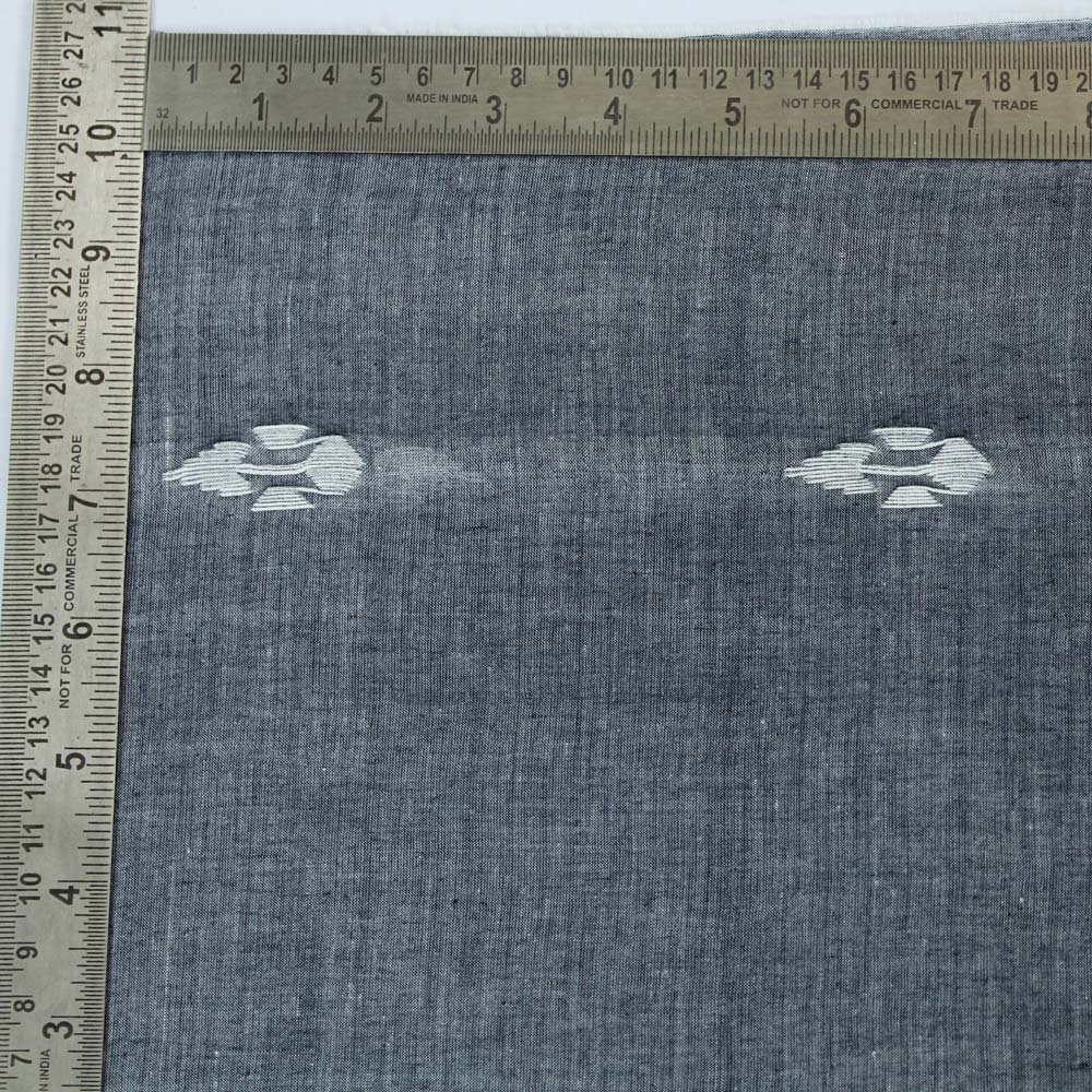 GEOMETRIC GREY JAMDANI PURE COTTON 55 GSM FABRIC
