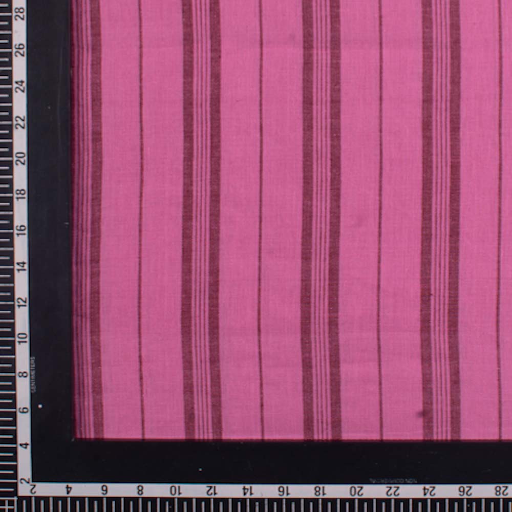 STRIPE PINK PURE COTTON 98 GSM HANDWOVEN FABRIC 233