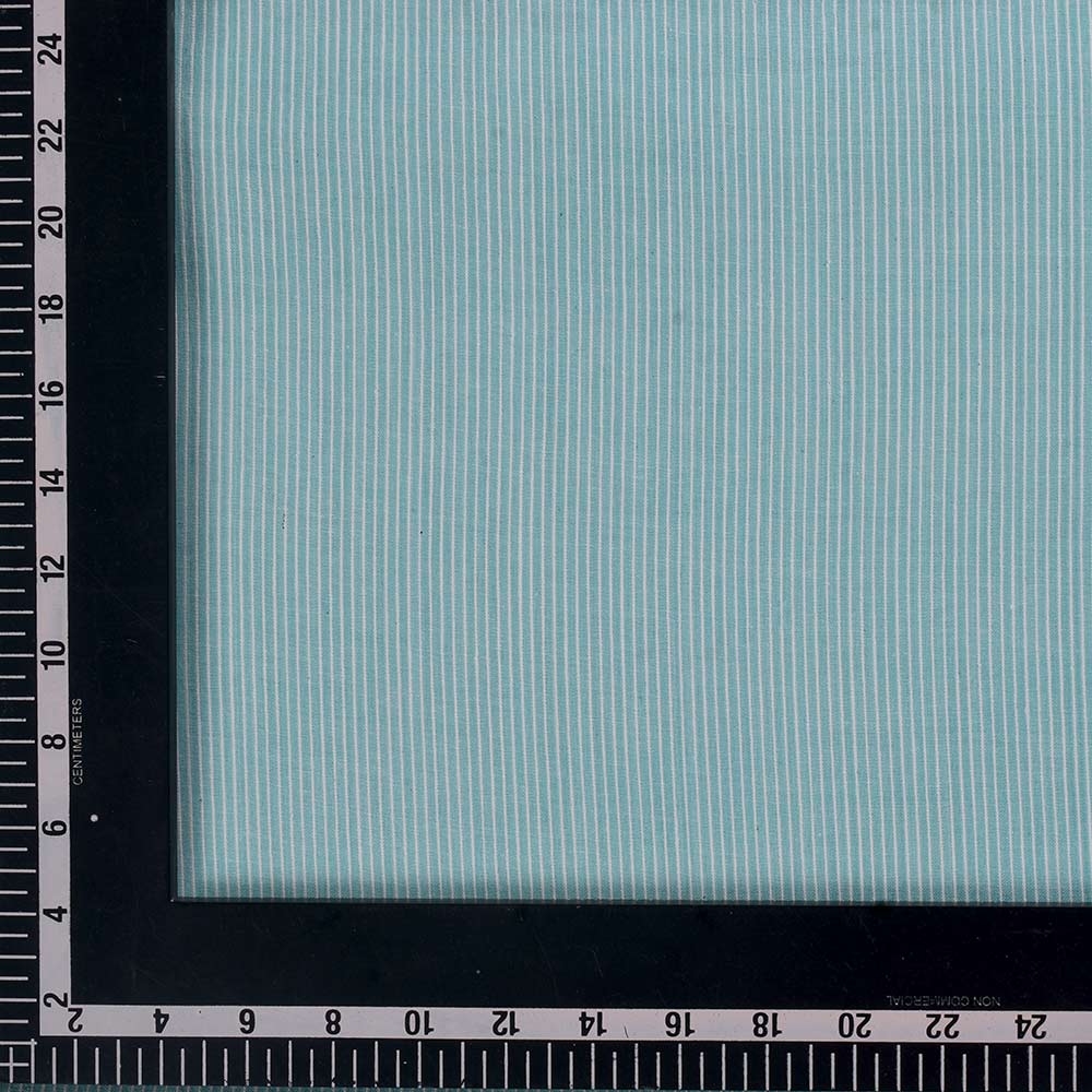 PINSTRIPE AQUA BLUE KHADI COTTON 103 GSM HANDWOVEN FABRIC