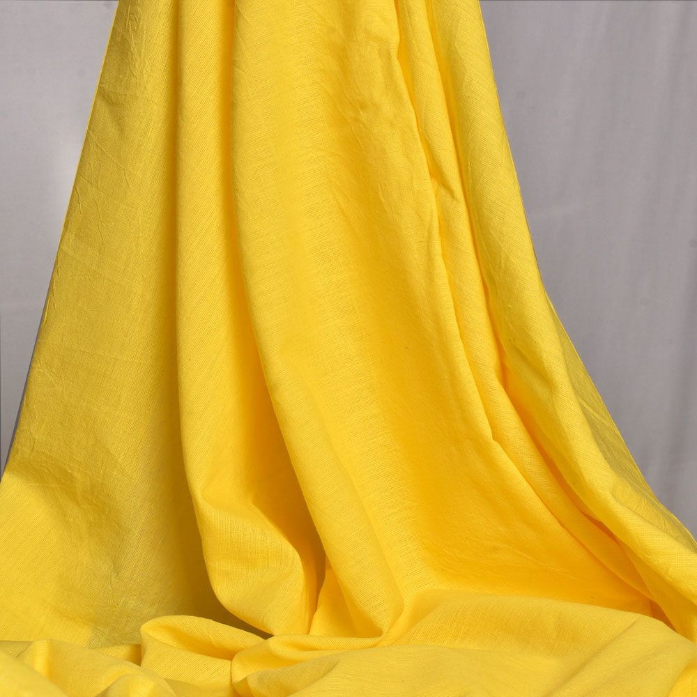 Plain Yellow Pure Cotton 78 GSM Handwoven Fabric Ak25