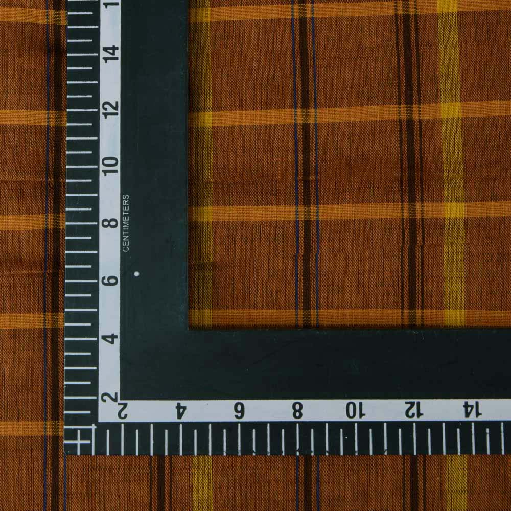 CHECK BROWN PURE COTTON 106 GSM HANDWOVEN FABRIC